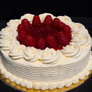 Gâteau à la vanille et aux framboises